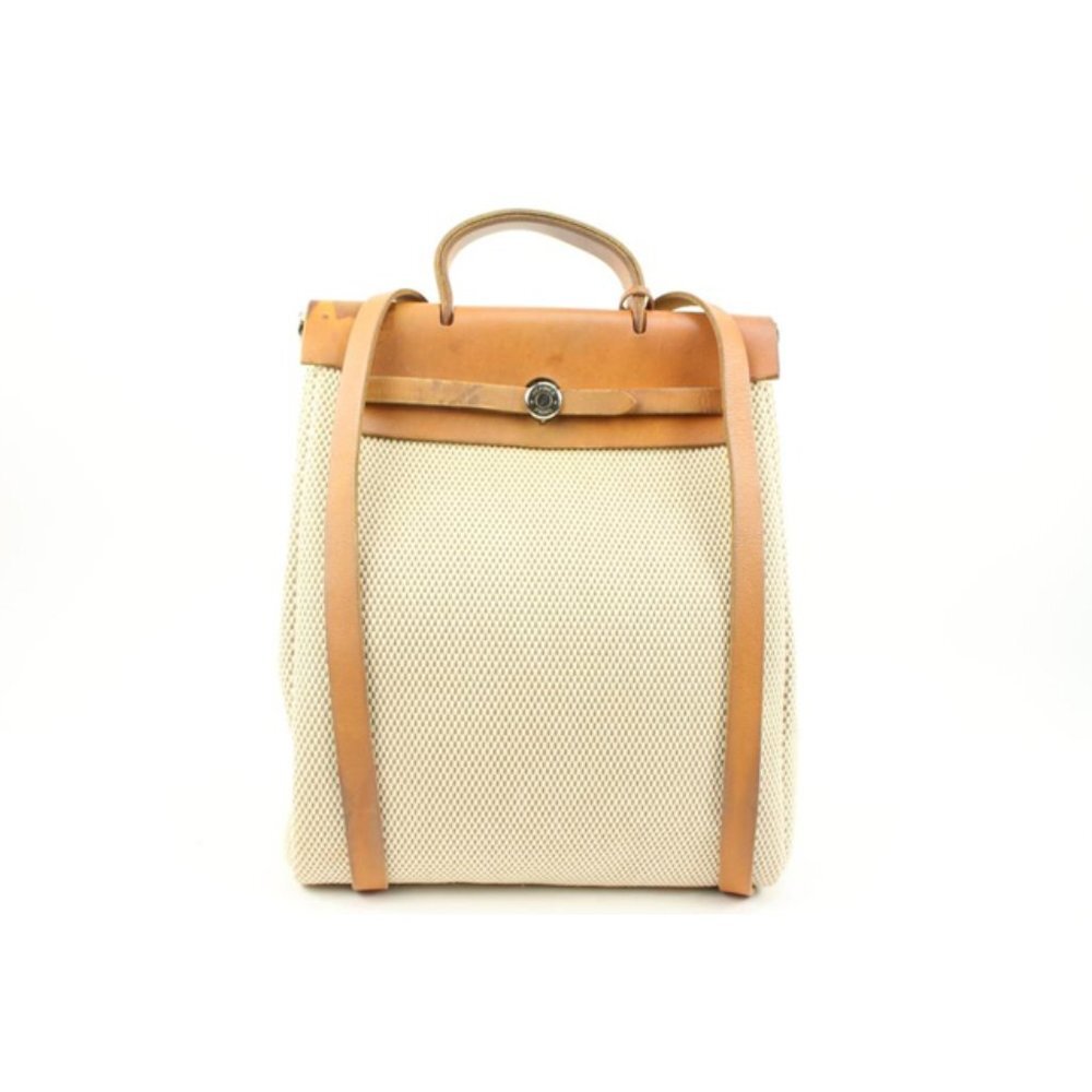 Hermès Beige x Brown Toile Sac a Doc Herbag Backpack 2-in-1 Set 26h131s